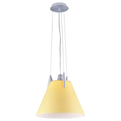 PLC Lighting CFL 13" Pendant in Aluminum with Amber Glass