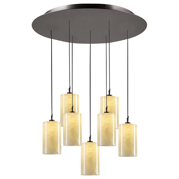 PLC Lighting (7 light) Pendant in Oil Rubbed Bronze with Natural Onyx Glass