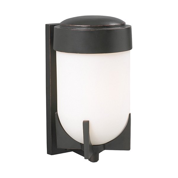 PLC Lighting 9" Exterior Light in Oil Rubbed Bronze with Matte Opal Glass