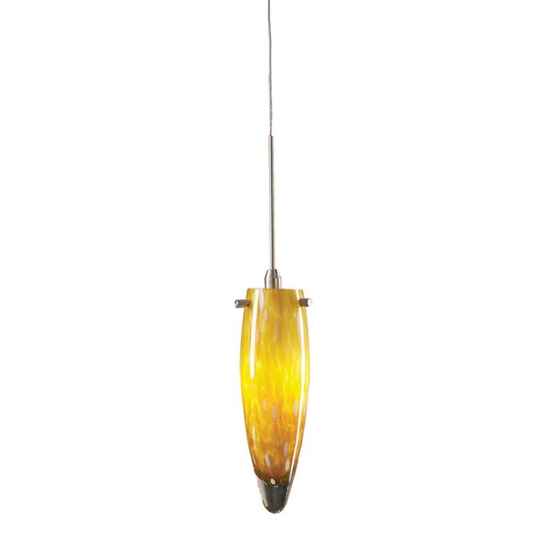 PLC Lighting Pendant in Satin Nickel with Amber Glass