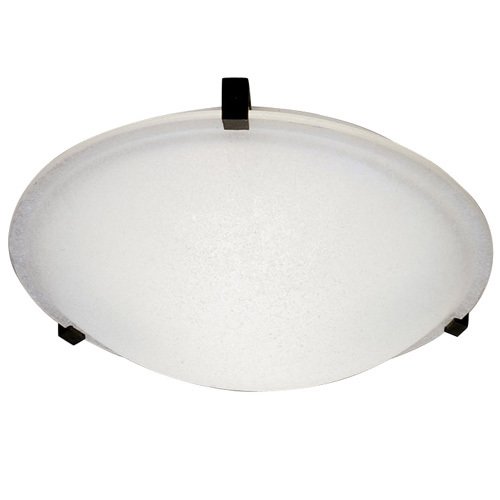 PLC Lighting CFL 16" Flush Ceiling Light in Black with Frost Glass