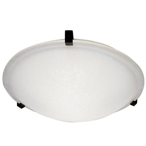 PLC Lighting CFL 20" Flush Ceiling Light in Black with Frost Glass