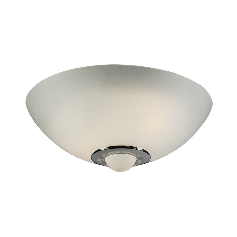 PLC Lighting 13" Flush Mount with CFL Bulbs in Polished Chrome with Frost Glass