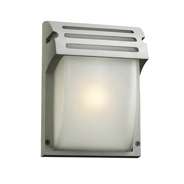 PLC Lighting 7 1/4" Wall Light with CFL Bulbs in Silver with Frost Glass