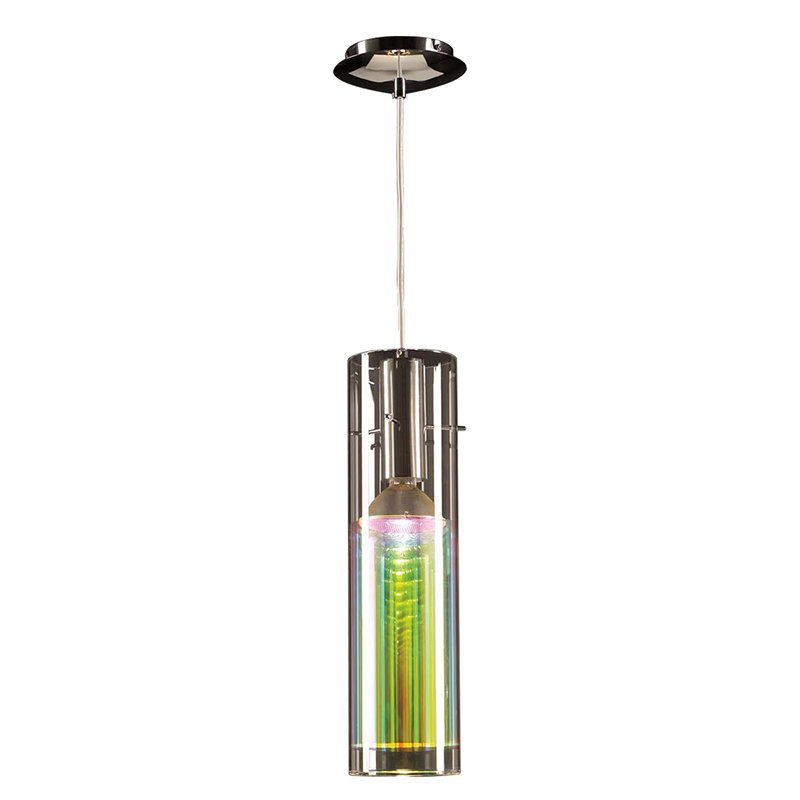 PLC Lighting Pendant in Polished Chrome with Dichroic Glass