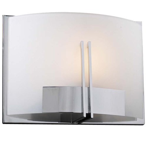 PLC Lighting CFL Single Wall Sconce in Polished Chrome with Frost Glass