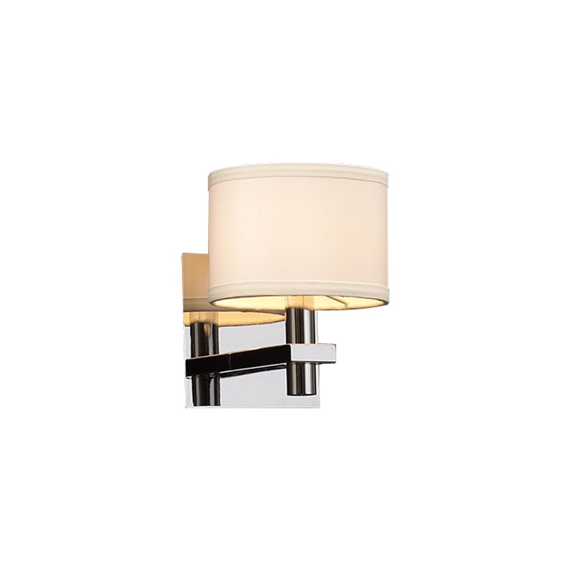 PLC Lighting Wall Light in Polished Chrome with White Linen Shade
