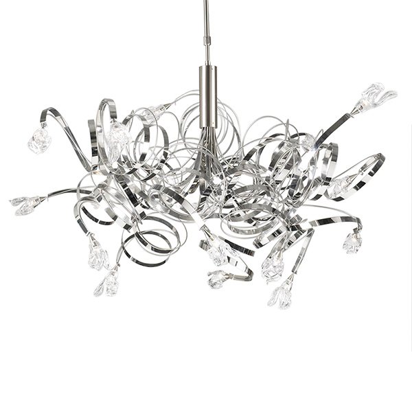 PLC Lighting 48" Chandelier in Satin Nickel with Clear Glass