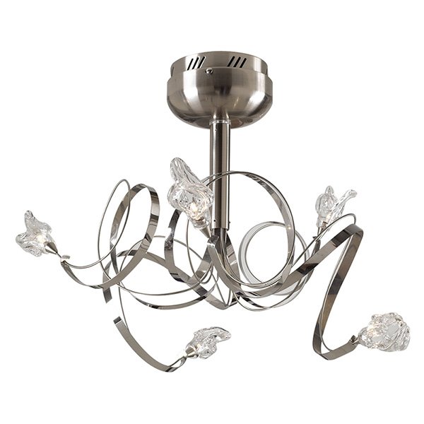 PLC Lighting (5 light) Chandelier in Satin Nickel with Clear Glass