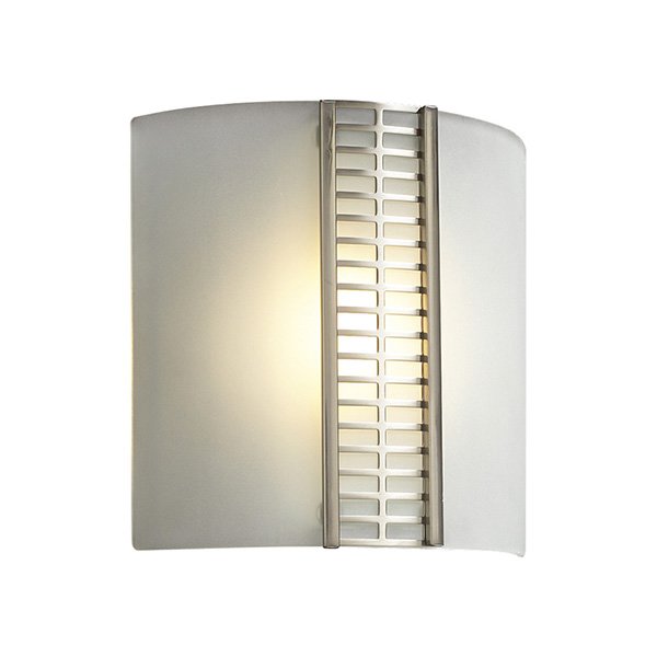PLC Lighting Wall Light in Satin Nickel with Acid Frost Glass