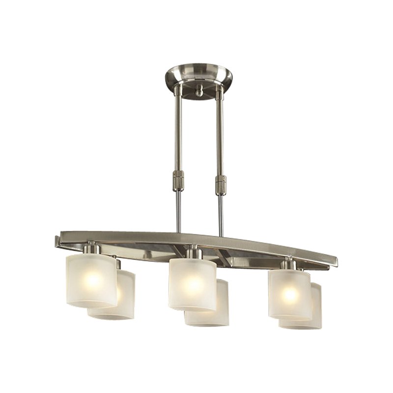 PLC Lighting Chandelier in Satin Nickel with Frost Glass
