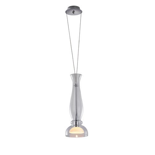 PLC Lighting 7" Mini Pendant Pendant in Polished Chrome with Clear with Inner Opal Glass