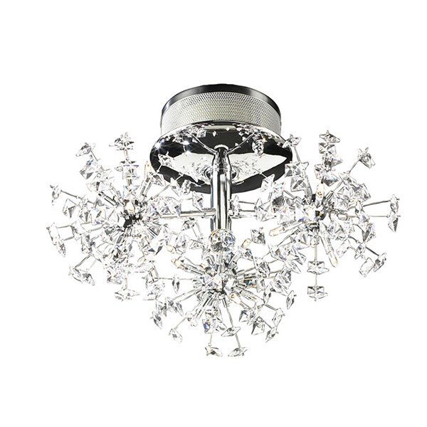 PLC Lighting 20" Ceiling Light in Polished Chrome with Asfour Handcut Crystal