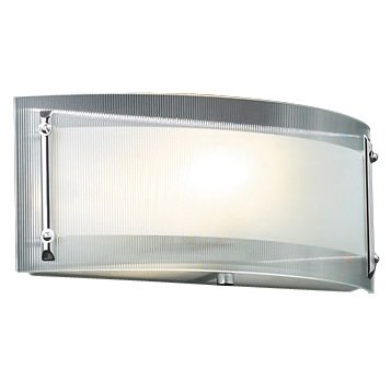 PLC Lighting CFL Single Wall Sconce in Polished Chrome with Ribbed Clear Glass