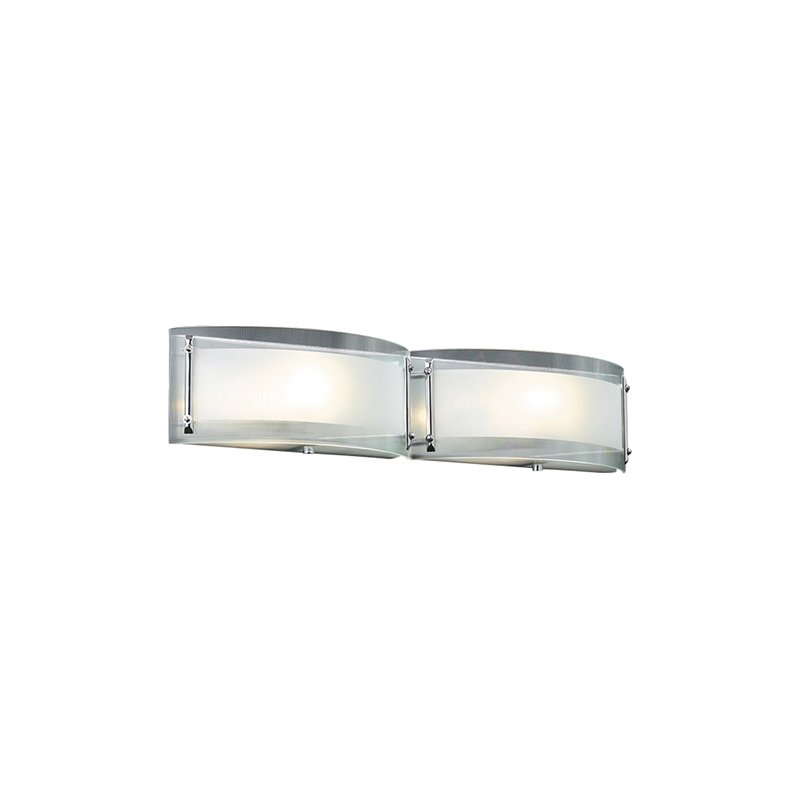 PLC Lighting 24" Wall Light in Polished Chrome with Ribbed Clear Glass