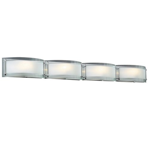 PLC Lighting CFL Quadruple Vanity Light in Polished Chrome with Ribbed Clear Glass