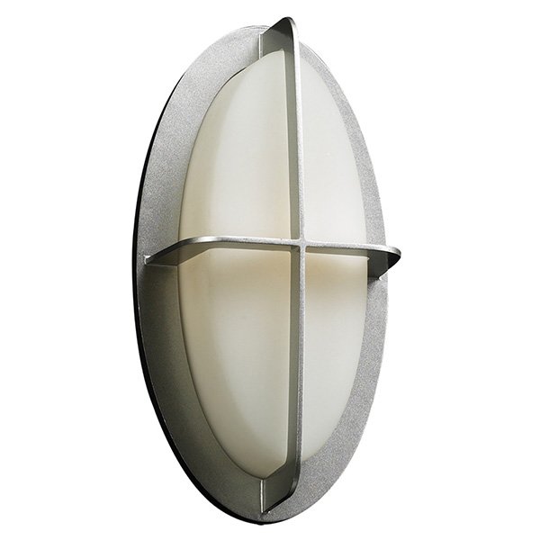 PLC Lighting 7 1/2" Wall Light in Silver with Frost Glass