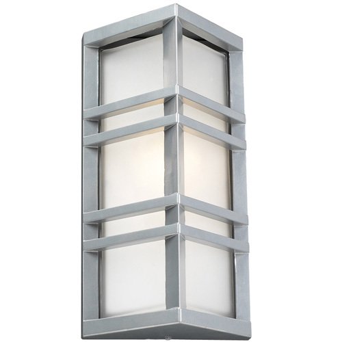 PLC Lighting CFL 7" Exterior Light in Silver with Frost Glass