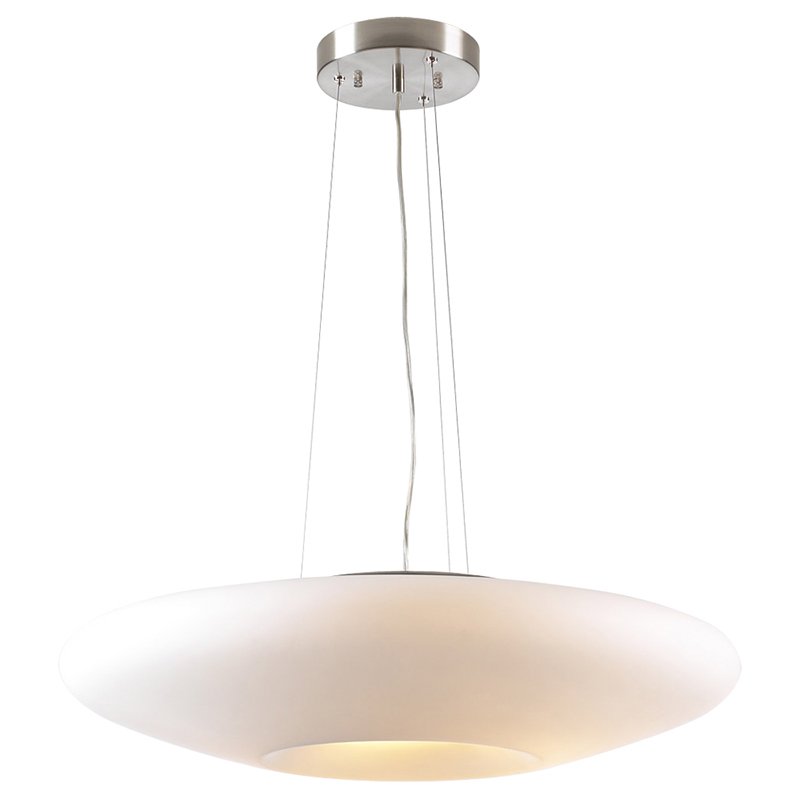 PLC Lighting Pendant in Satin Nickel with Matte Opal Glass