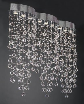 PLC Lighting Chandelier in Polished Chrome with Asfour Handcut Crystal