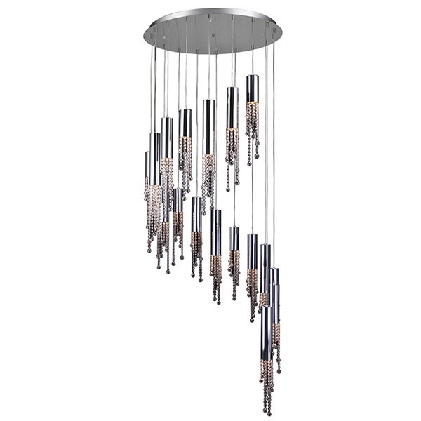 PLC Lighting 36" Chandelier in Polished Chrome with Handcut Crystal