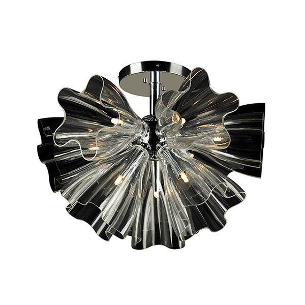 PLC Lighting 21" Semi-Flush Mount Ceiling Light in Polished Chrome with Clear Glass