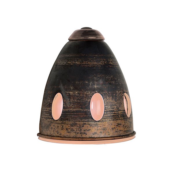 PLC Lighting Wall Light in Copper with Peach Glass