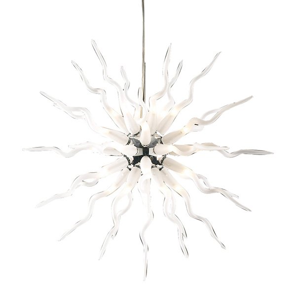 PLC Lighting 33" Chandelier in Polished Chrome with Frost Glass