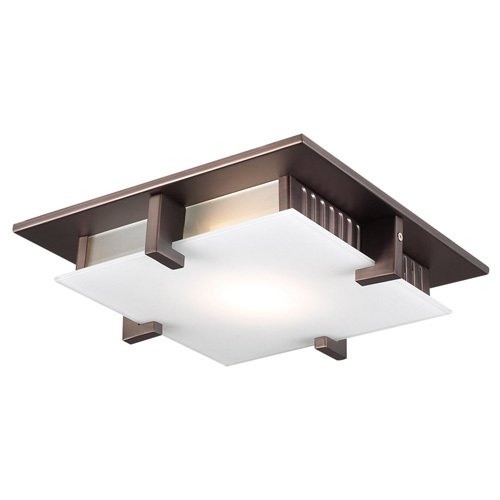 PLC Lighting CFL 16" Flush Ceiling Light in Oil Rubbed Bronze with Acid Frost Glass