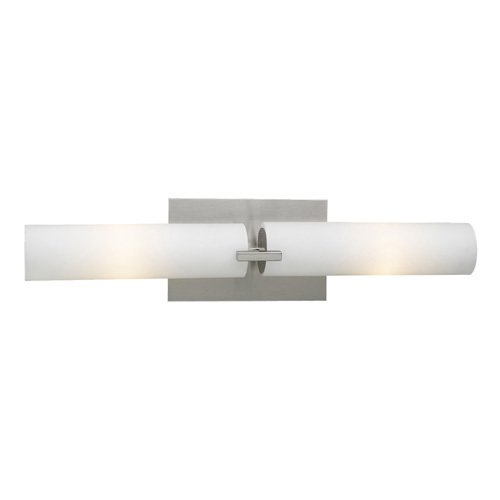 PLC Lighting CFL Double Vanity Light in Satin Nickel with Matte Opal Glass