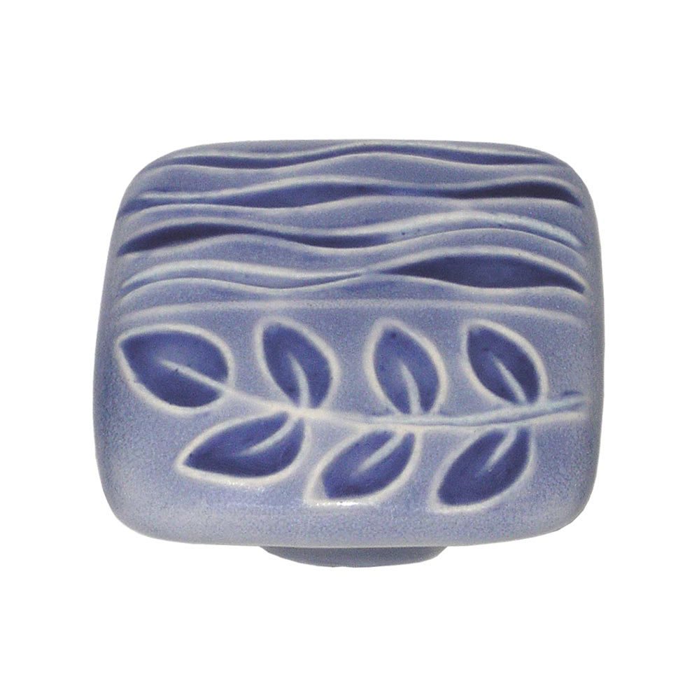 Acorn MFG 2" Large Square Light Blue & Blue Sea Grass Knob in Porcelain