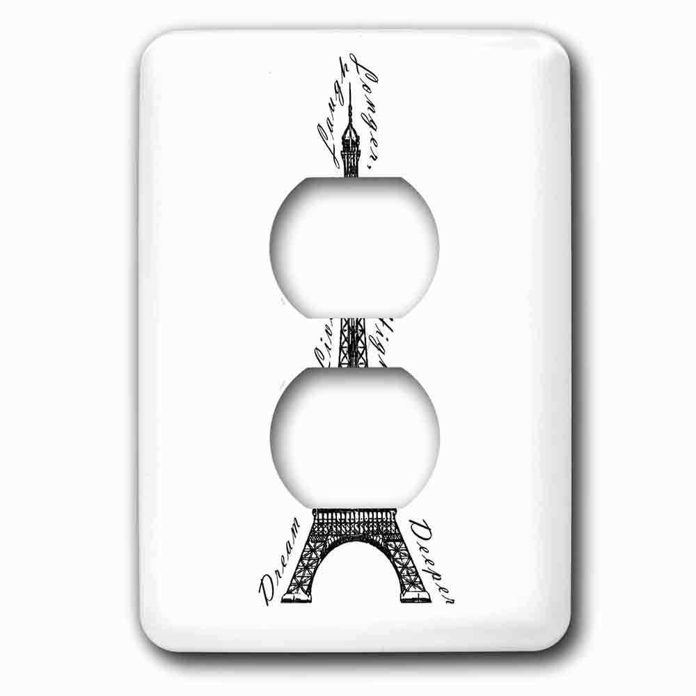 Jazzy Wallplates Single Duplex Outlet With Paris Dream Bigger Inspirational Design Black And White