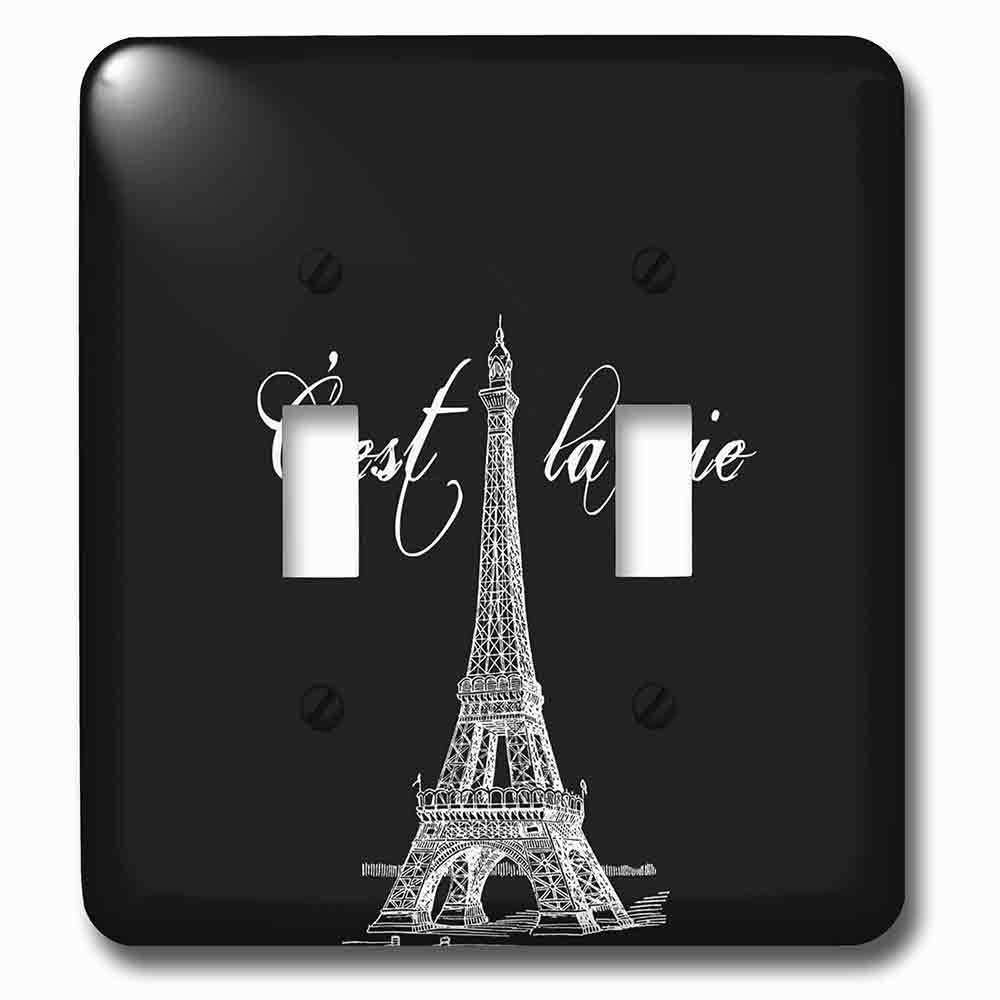 Jazzy Wallplates Double Toggle Wallplate With French Black And White Eiffel Tower