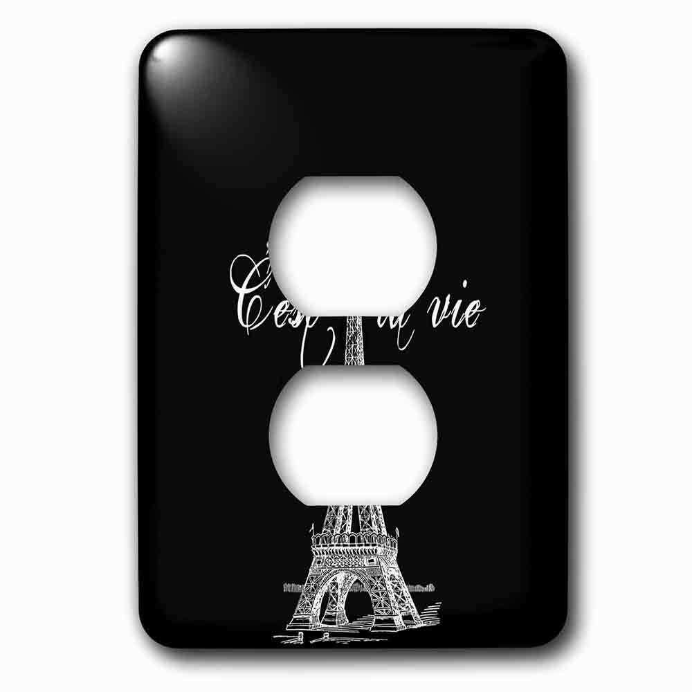 Jazzy Wallplates Single Duplex Outlet With French Black And White Eiffel Tower