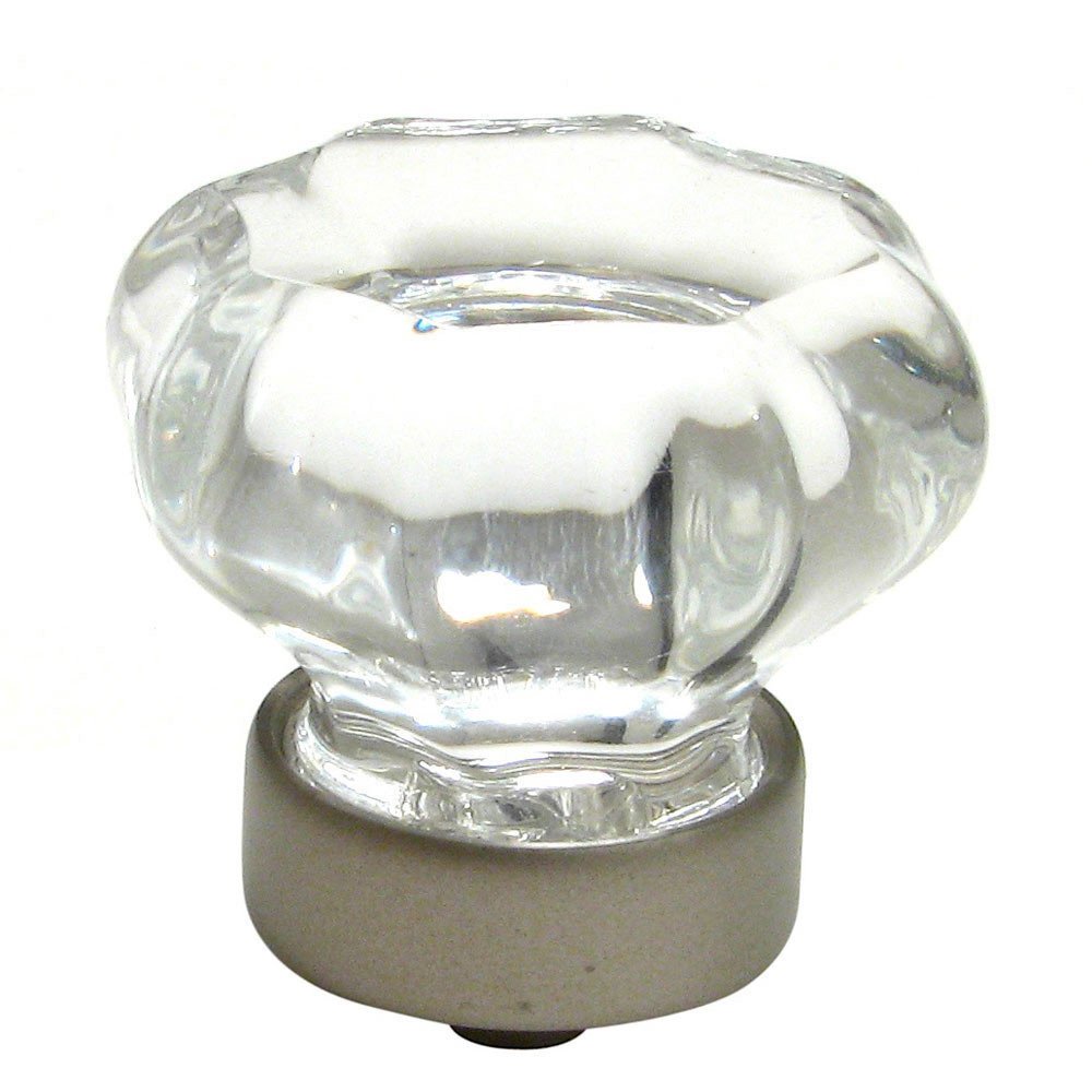 Richelieu 1 1/4" Diameter Knob in Matte Nickel and Clear Glass