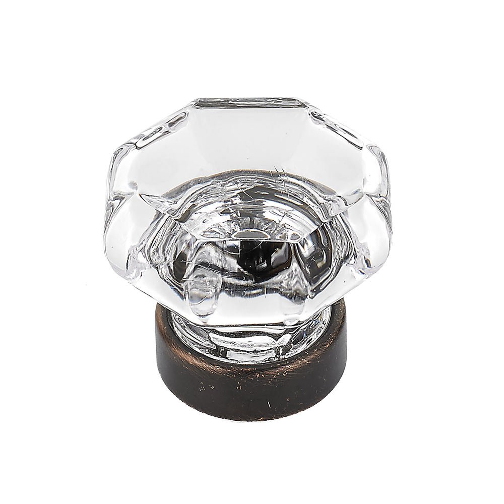 Richelieu 1 1/4" Diameter Knob in Brushed Oil Rubbed Bronze and Clear Glass