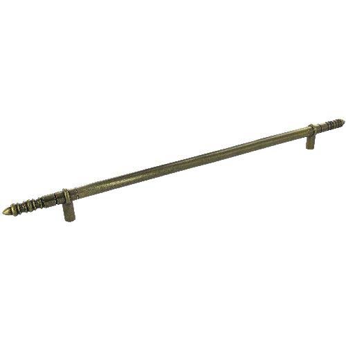 Richelieu Forged Iron 26 1/2" Centers Appliance Pull with Embellished Ends in Burnished Brass