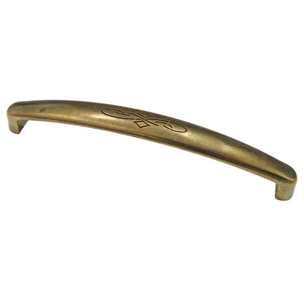 Richelieu Solid Brass 5" Centers Embossed Handle in Burnished Brass