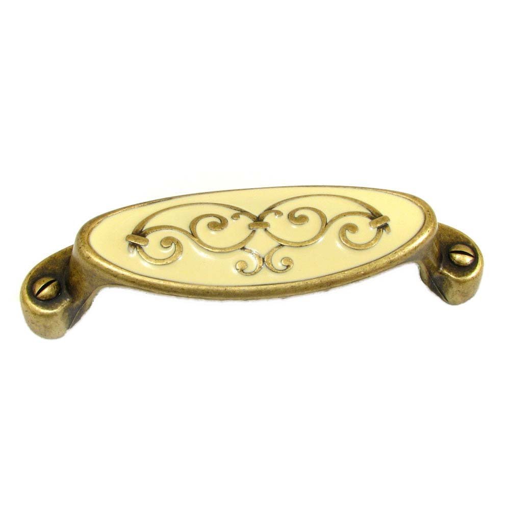 Richelieu Solid Brass with Enamel 2 1/2" Centers Filigree Cup Pull in Florence