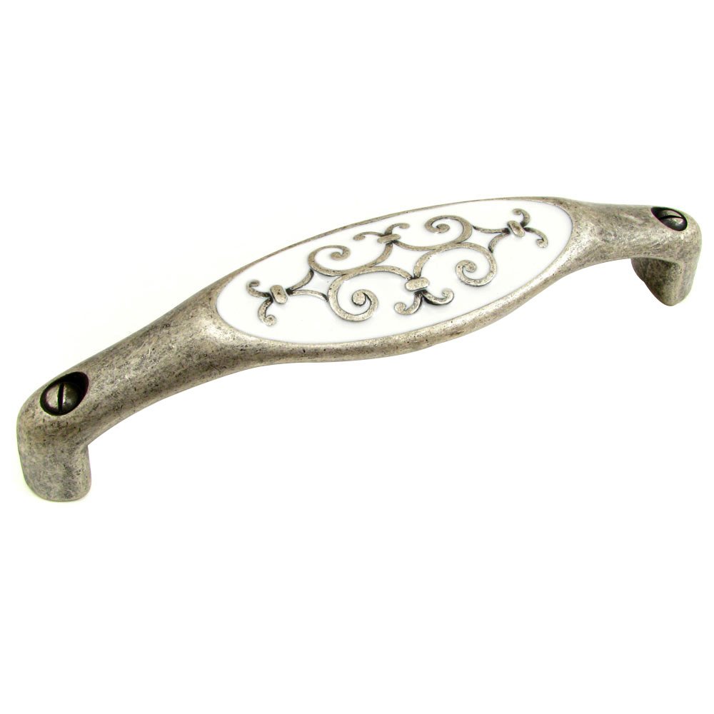 Richelieu Solid Brass with Enamel 5" Centers Filigree Handle in Faux Iron