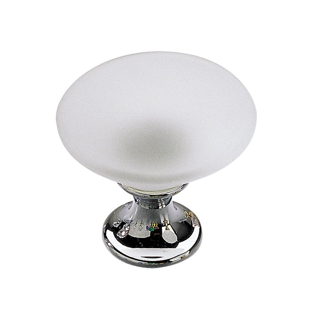 Richelieu 1 3/16" Diameter Smooth Faced Knob in Chrome and Frosted Clear Murano Glass