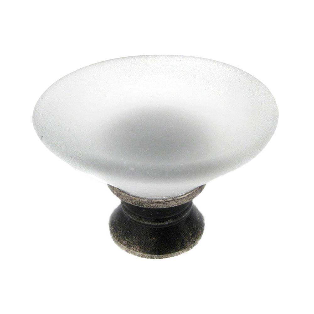 Richelieu 1 3/16" Diameter Smooth Faced Knob in Pewter and Frosted Clear Murano Glass