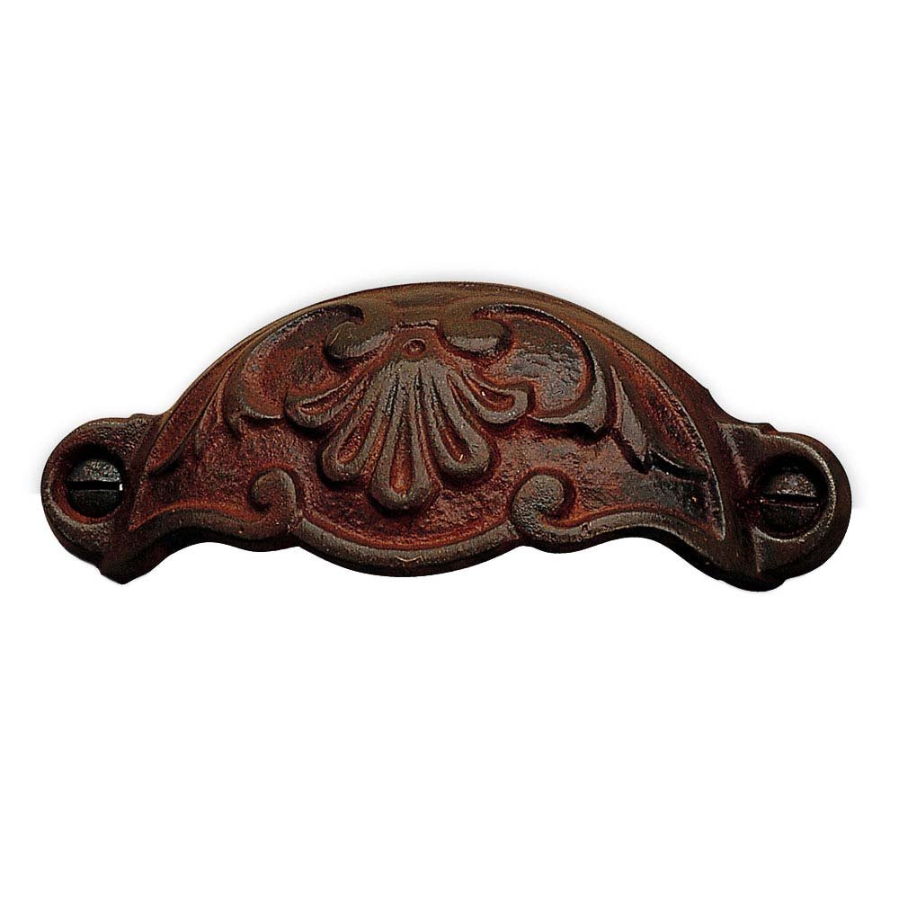 Richelieu Forged Iron 3 5/8' Centers Embossed Front Mounted Cup Pull in Rust