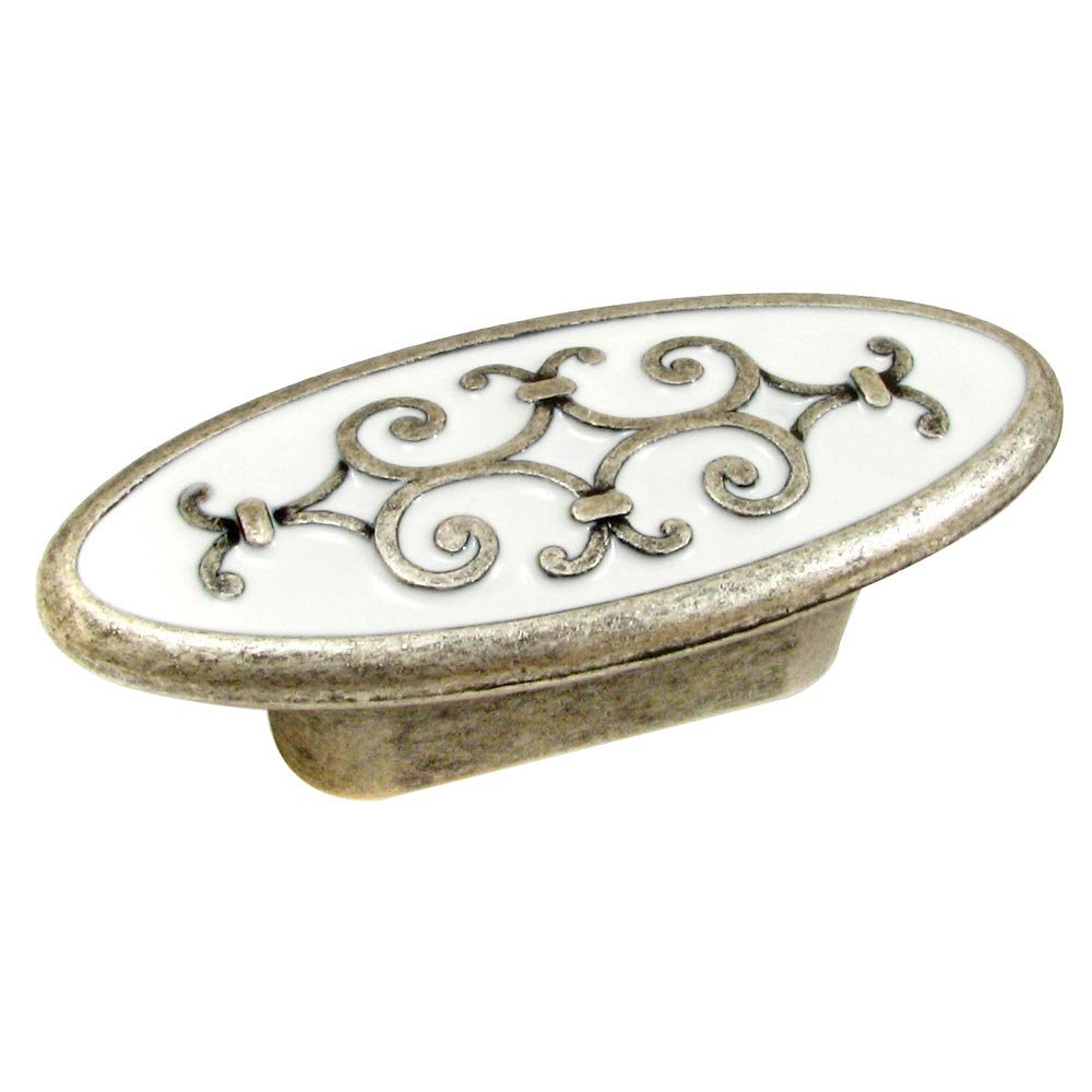 Richelieu Solid Brass with Enamel 1 1/4" Centers Filigree Pull in Faux Iron