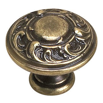 Richelieu Solid Brass 1 3/8" Diameter Swirl Embossed Knob in Burnished Brass