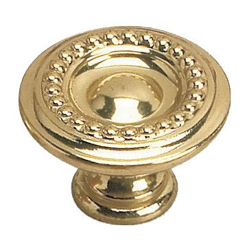 Richelieu Solid Brass 1 3/8" Diameter Bead Embossed Knob in Brass