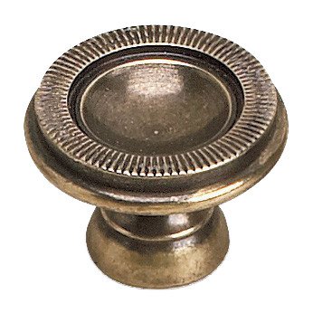 Richelieu Solid Brass 1 3/8" Diameter Banded Ring Embossed Knob in Burnished Brass