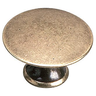 Richelieu Solid Brass 1 3/8" Diameter Flat Knob in Burnished Brass