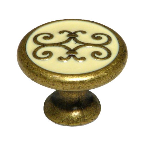 Richelieu Solid Brass with Enamel 1 3/16" Diameter Filigree Knob in Florence