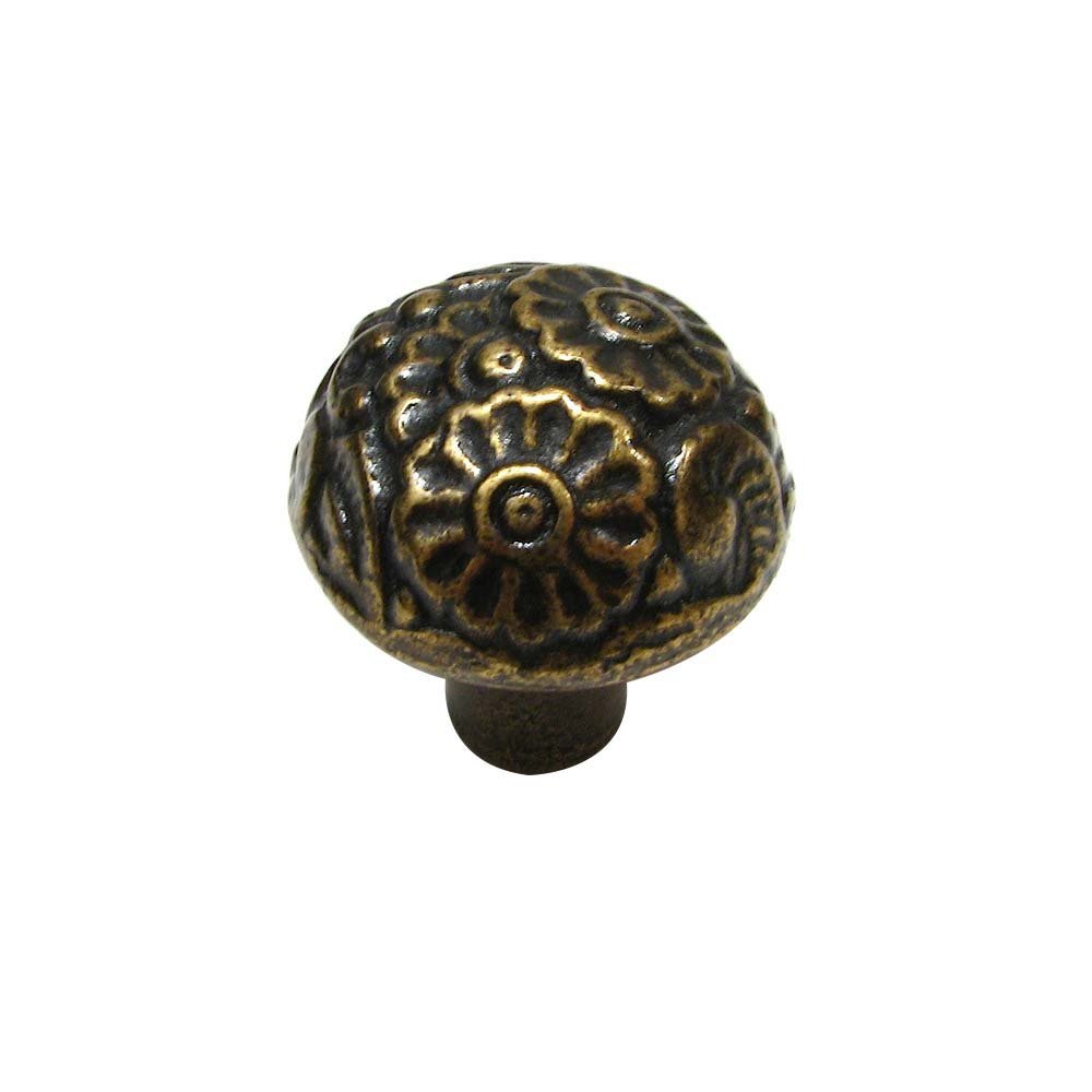 Richelieu Cast Iron 1 1/32" Diameter Floral Embossed Knob in English Bronze